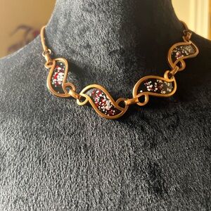 Vintage Rebajes Copper Splatter Enamel MCM high collectible mecklace